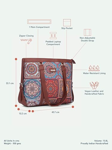 Image of ZOUK Office Bag | Stylish Bags for Office Use | Laptop Bag 15.6 inch | Stylish Tote for Office Use | Purse for Women | Vegan Leather Handbag | Daily & Travel Use