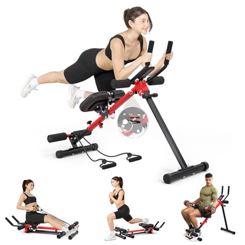 Yoleo 2 in 1 Ab & Rowing Machines for Home Foldable Ab Workout Equipment Ab Trainer Machine for Stomach Workout Ab Crunch Machine with Foam Support 7-Length Adjustable Ab Machine for Home Exercise