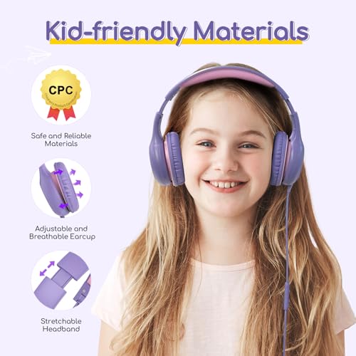 Image of EarFun K1 Kids Headphones Wired with Mic, Volume Limit Headphones for Kids