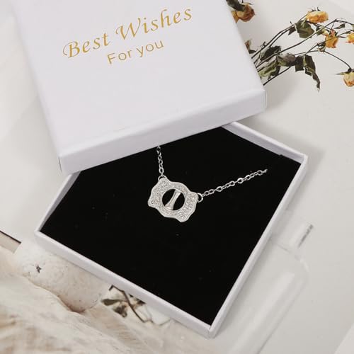 Belt Buckle Necklace Western Style Initial Letter Pendant Necklace, Decorative Belt Buckle Frame Design