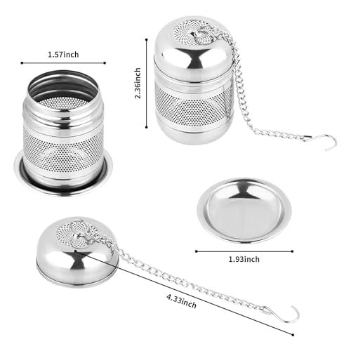 ZPUFAW 2er Set Teekugel Teefilter, Mit Untersetzer Und Kette, 304 Edelstahl, Feinmaschiger Teefilter, Wiederverwendbare Teekugel