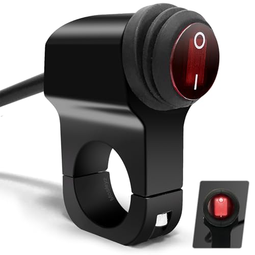 Image of ATV Light Switch 12V Waterproof Aluminum Alloy Motorcycle Handlebar Switches for Motorcycle ATV UTV- Fits 7 /8 inch Handlebars (22mm) Red 1 Piece