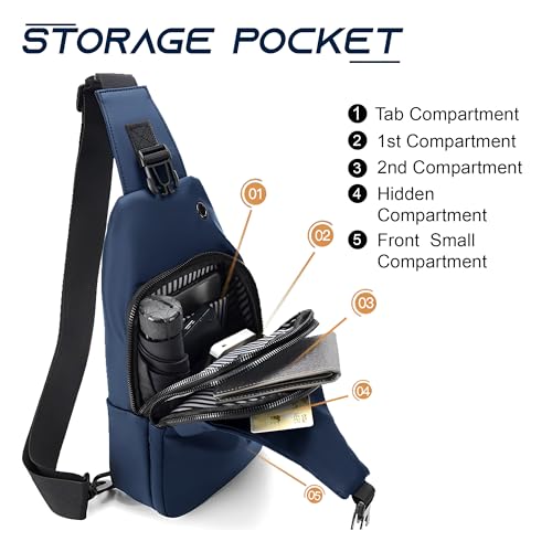 Image of REDHORNS Waterproof Crossbody Chest Bag for Men and Women Fashion Sling Bag With Adjustable Shoulder Strap, Multipurpose Cross Body Backpack with 4 Pockets, USB Charging Port and Earphone Hole