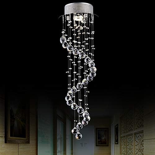 Miniatura 4 de ATC® Lámparas de techo modernas LED espiral esfera lluvia gota K9 lámpara colgante de cristal para decoración de entrada de hotel, pasillo de 7.9