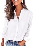 HOTEVE White Shirt for Women Long Sleeves Dress no Iron Cotton Button Down Oxford Style White 001 Size S