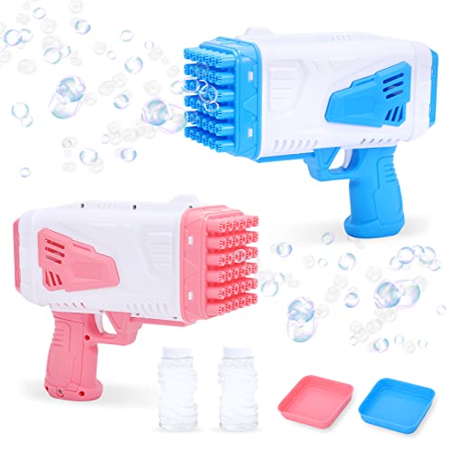 2-Pack Bubble Machine Gun, 36 Holes Bubble Gun With Light, Automatic Bubble Maker Blower Machine For Kids Summer Outdoor Toy Wedding Party Birthday Gifts #TOP6