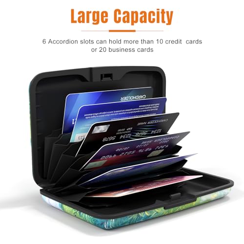 Image of Rimilak Aluminuml Credit Card Holder, Mini Credit Card Wallet RFID Blocking Slim Metal Hard Case for Women Men, Field Painting