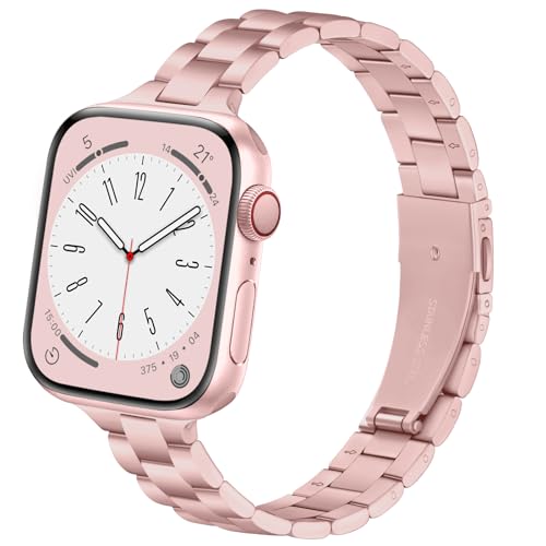 Lenrao Thin Metal Band Compatible Apple Watch for Women 40mm 41mm 42mm 38mm