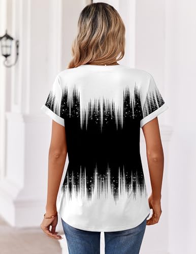 Image of Zeagoo Womens Tops Short Sleeve Summer V Neck Shirts Work Blouses Business Outfits Fashion Clothing