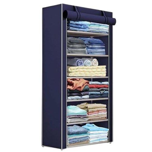 Portable Shoe Storage Unit with Foldable Frame Pipe Structure and dust Resistant Cover for Bedroom use Blue-image-18