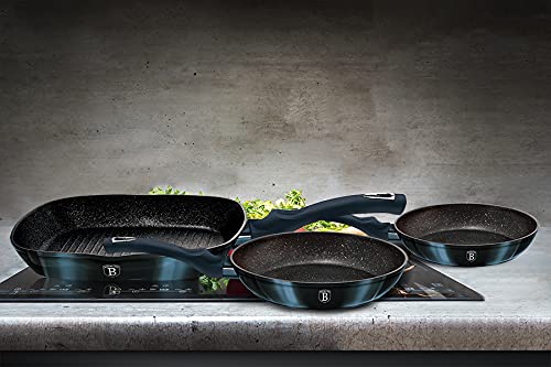 Cookware Sets - Berlinger Haus - 10-Piece Non-Stick Titan Pro Oven Safe Coating Cookware Set Deep Sea Blue