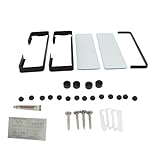 Generic Matte Bathroom Shelves Stylish Aluminum Alloy Tempered Glass Organizer with Towel Bar, 6mm Thick, 40cm, 2 X Black Frame for Bathroom Storage Solutions (Black)