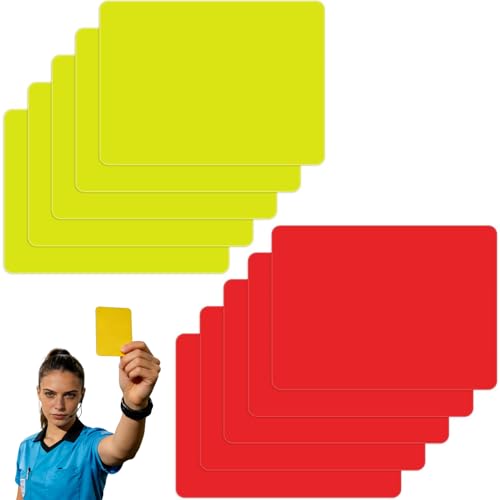ZIOYANE Juego de 10 tarjetas de árbitro de fútbol, 5 amarillas y 5 rojas de PVC, accesorios de fútbol, juego de herramientas de árbitro para partidos de fútbol