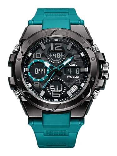Image of V2A Styrke 5110 Analog Digital Watch for Men | Hybrid Multi Display Dial | Alarm Stopwatch Day Date 12 /24 Hr | TPU Strap | 30M Water Resistant