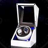 Automatische Doppeluhr-Beweger-Box, Stiller japanischer Motor, Blaue LED-Anzeige, 4 Rotationsmästen, Klavier-Farb-Finish, schützt Luxus-Uhren für Männer und Frauen