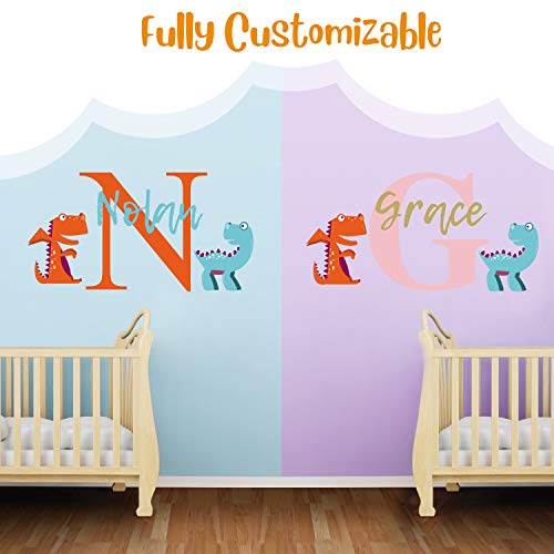 Personalized Name Cute Dinosaurs - Animal Series - Baby Boy Girl - Wall Decal Nursery For Home Bedroom Children (Wide 22" X 12" Height) #TOP4