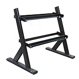 [Kompaktes und platzsparendes Design]: Das Gewichtsregal verfügt über eine ergonomische Designstruktur mit einem kompakten zweistufigen Stauraum und einem geneigten Design, das überall im Fitnessstudio platziert werden kann, um die Verwendung der Geräte zu erleichtern.