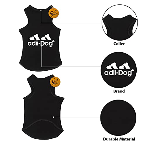 Image of Sage Square Comfort Cotton Dog T-Shirt, Sleeveless Vest for Dog Clothes, Puppy Tank Top Fashion Apparel. (Medium) (Black) (16inches)