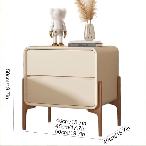 Durable Nightstand with High Legs - Double Drawer Storage Bedside Table for Bedroom, Living Room, Office - Stylish & Functional End Table, 40cm