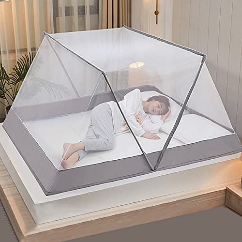 SSLSP Mosquitera Plegable para Cama Portátil Viaje Camping Canopy Insecto Mosquitera, Dormitorio Mosquitera para Cama de Adulto/Cama de bebé/sofá/Campo,Gray,160 * 190 * 80cm