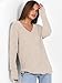 ANRABESS Long Sleeve Shirts for Women V Neck Casual Fall Tops Loose Fit Lightweight Sweaters Tunic Fashion 2025 Clothes Beige Large