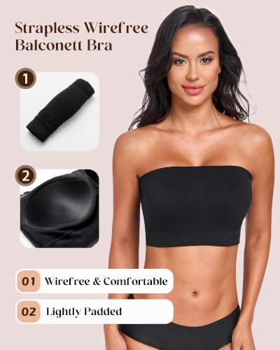 Image of HACI Strapless Bra Wireless No-Slip Seamless Bandeau Tube Top for Women Everyday