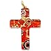 GlassOfVenice Murano Glass Venetian Reflections Cross Pendant - Red Gold
