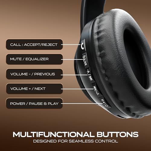 Image of NB01 Lite Wireless Bluetooth Headphones 5.3 | Over Ear Headset with 40mm Drivers, Deep Bass, Noise Reduction, 12H Talktime, 10H Playtime, Built-in Mic, Foldable Design (Black)
