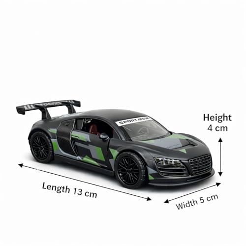 Image of Metal Die-Cast R8 Style Pull Back Race Toy - 1:36 Scale Hot Wheels Car Design | Door & Bonnet -Open Feature | Metal Racing Cars Model | Perfect Birthday Surprise for Kids
