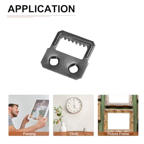 Image of DTGN 27 x 27mm Saw Tooth Picture Hangers Double Hole with Screws - 20Pcs - Good for Hanging Paintings Picture - Frame Hook Photos - Black