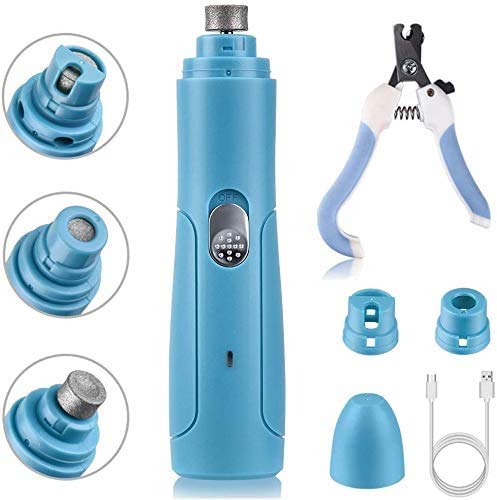 AUSHEN Dog Nail Grinder, Dog Nail Trimmer Clippers Electric Pet Nail Grinder Professional Rechargeable Low Noise Painless Paws Grooming for Small Medium Large Breed Dogs and Cats