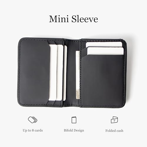 Image of Bellblock Minimal Card Holder for Men /Women | Slim Handcrafted Mens Card Wallet | Upto 7 Cards & Folded Cash | Vegan Leather | Black (Pack of 1)