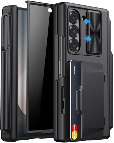 Image of for Samsung Galaxy Z Fold 6 Case With Privacy Screen Protector, S Pen Holder & Card Holder & Hinge Protection & Slide Camera Cover, Rugged Wallet Protective Phone Cover Case for Z Fold 6, Black