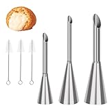 Yuiturt Lot de 3 Douilles Professionnelles Douilles à Pâtisserie Inox, Douilles pour choux et cupcakes, Seringue à décorer 5/6/8mm, Accessoires pâtisserie, Ustensiles de décoration gâteaux DIY