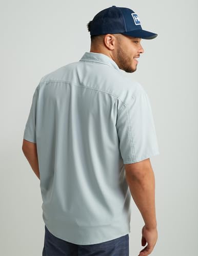 Image of HUK Men's Tide Point Kc Scott Original Artwork Short Sleeve Shirt, Fishing Button Down