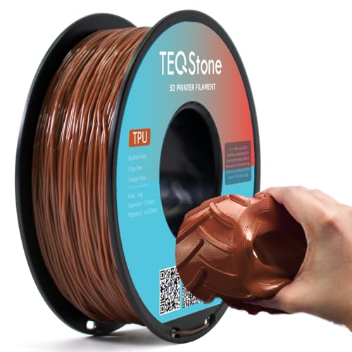 TEQStone TPU Filament 1.75mm New Brown 1Kg Spool 95A Flexible Soft 3D Printer Filament Consistent Diameter +/-0.03mm in Vacuum Package