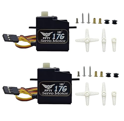 2PCS 17G Micro Servo, RC Mini Digital Servo Motor Control Max Angle 180° for 1/18 1/16 RC Car Upgrade Servo Parts Model Boat Airplane Robot