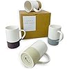 Mora Ceramics 12oz Coffee Mug Set of 4 - Tea Cups with Handle - Microwave and Dishwasher Safe, Perfect For Mug Lovers - Rustic Matte Glaze, Modern Design - Assorted Colors