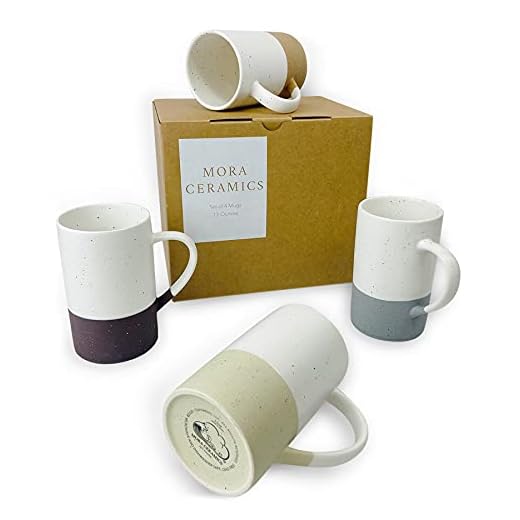 Mora Ceramics 12oz Coffee Mug Set of 4 - Ceramic Tea Cups with Handle - Microwave and Dishwasher Safe, Perfect For Cup or Mug Lovers - Rustic Matte Glaze, Modern Design Mugs - Assorted Colors