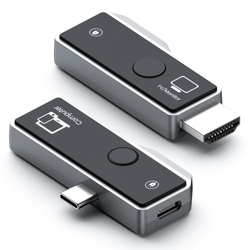 Wireless HDMI Transmitter and Receiver Support Type-C 3.1 USBC Port Smartphone/Tablet/Laptop Portable Wireless HDMI Extender Kit for Streaming Video/Audio to HDTV/Projector/Monitor
