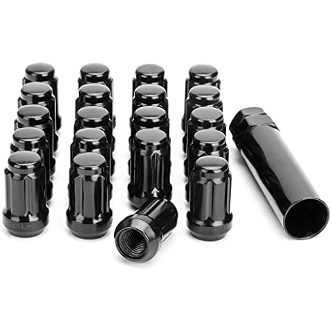 glorider M12x1.25 Lug Nuts Spline, 20pcs 12 x 1.25 Lug Nuts Tuner Conical with Socket Key for Nissan Maxima Altima Sentra Rogue 350z Subaru Outback Forester Infiniti G35 G37 Aftermarket Wheel Black Cover