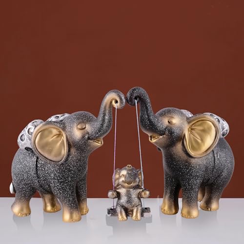 zart Decorative Elephant Family Showpiece Home & Office Decor(Black)