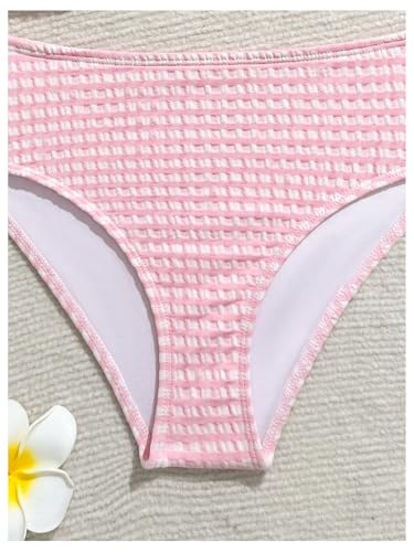 Image of RoseSeek Girl's Tie Dye Smocked 2 Piece Swimwear Sets Backless Halter Bikini Cute Brief Bathing Suit