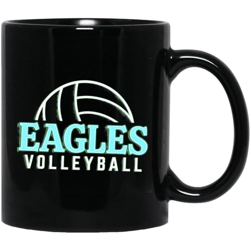 Eagles Volleyball Black Ceramic Coffee Mug, Sports Team Theme