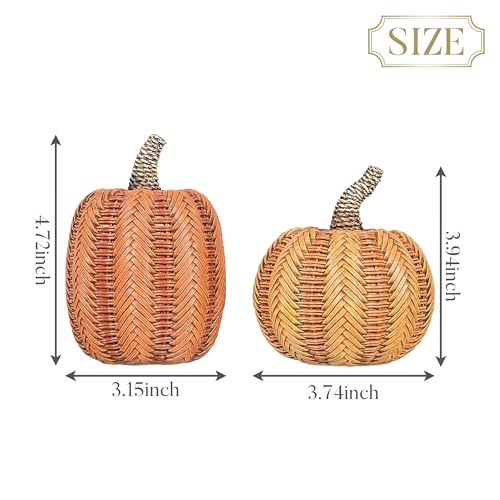 Valery Madelyn Fall Decorations for Home, Fall Pumpkin Decor, 2pcs Resin Pumpkin Decorations Indoor, Pumpkins for Decorating, Autumn Thanksgiving Table Decor, 5 inch - Image 5