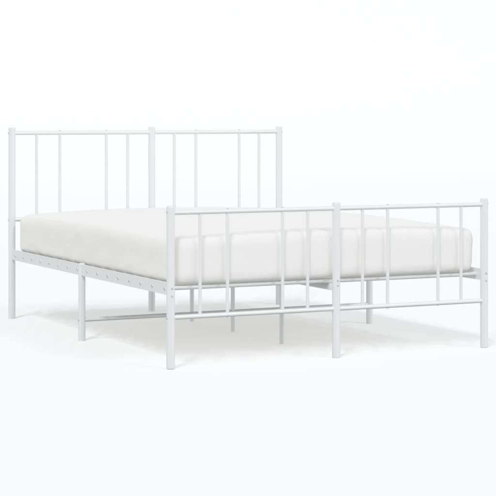 Telaio letto con testiera e pediera in metallo bianco 120 x 190 cm Cornice da letto per soggiorno Telaio per camera da letto Struttura del letto dell'hotel Adatto per camera da letto