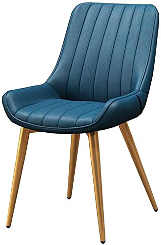 STUIJKVSZ Modern Dining Chairs PU Leather Backrest Chair Metal Legs Leisure Coffee Chair(Blue,Gold Leg)