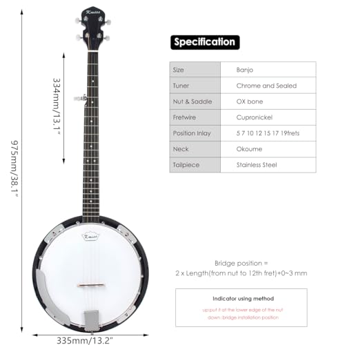 Kmise MI2953-FBA 5 String Resonator Banjo,Professional Sapele Back Full Size Banjos Starter Kit thumb #3