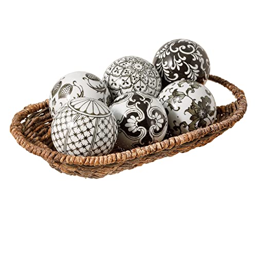 Liphontcta Black Porcelain Orbs Decorative Balls Small Ceramic Spheres For Centerpiece Or Individual Use Ideal For Use In Tray Bowl Or Basket Decor 3 Inches Each Set Of 6 #TOP1