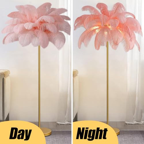 Lámpara de pie de plumas con base de resina para una decoración elegante 7